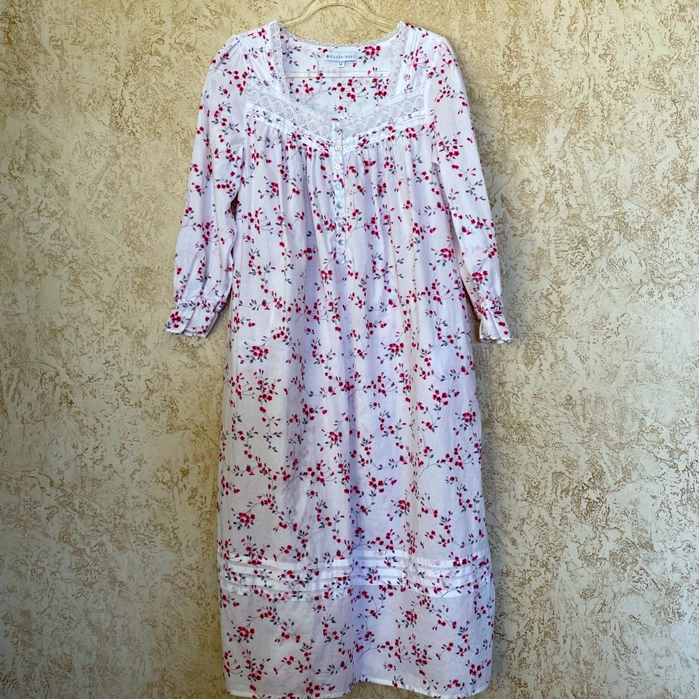 Eileen West Long Sleeve Full Length Nightgown Medium